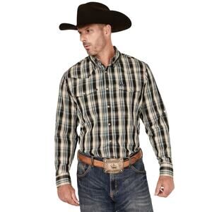Wrangler Plaid Long Sleeve Pearl Snap Western Shirt - Men's Large Tall